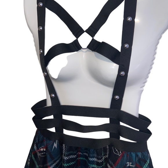 Monster High Frankie Stein Her Universe Dress Medium Skulls Goth Suspenders Cage - Picture 3 of 11